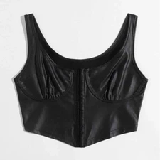 Shein Icon Faux Leather Bustier Crop Tank Top - Size S