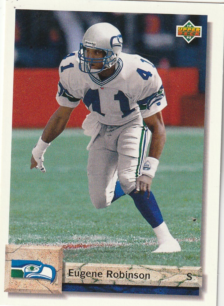 FREE SHIPPING-MINT-1992 Upper Deck Eugene Robinson #335 SEAHAWKS PLUS BONUS CARD
