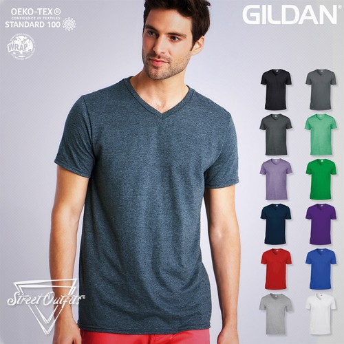 Mens V-Neck T-Shirt Gildan Ringspun 