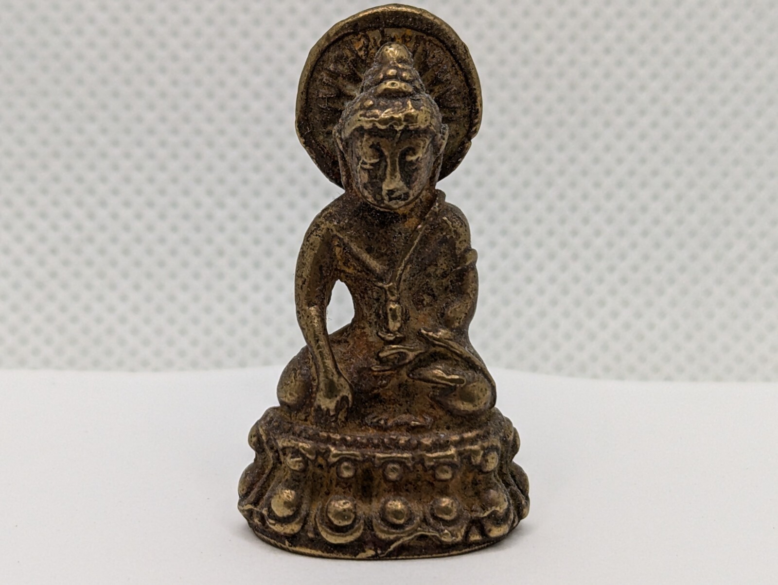 Thai Buddhist Amulet Buddha Phra Kring Mini Statue Talisman Charm Brass 1.4