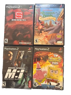 Sony PlayStation 2 *BUNDLE 4 GAMES* MI, SpongeBob, Driving Emotion, Jungle Book