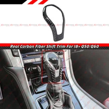 REAL CARBON FIBER SHIFT KNOB TRIM COVER SURROUND FOR 2018-2024 INFINITI Q50 Q60