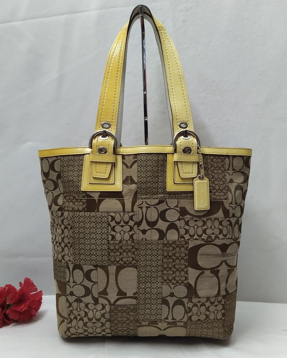 Coach Signature Patchwork Canvas Patent Leather Trim Double 