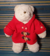 B5G / doudou peluche ours manteau rouge FRANCE LOISIRS