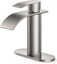Forious Waterfall Bathroom Faucet Brushed Nickel 1-3 Hole 1-Handle WB-0305BN 5D