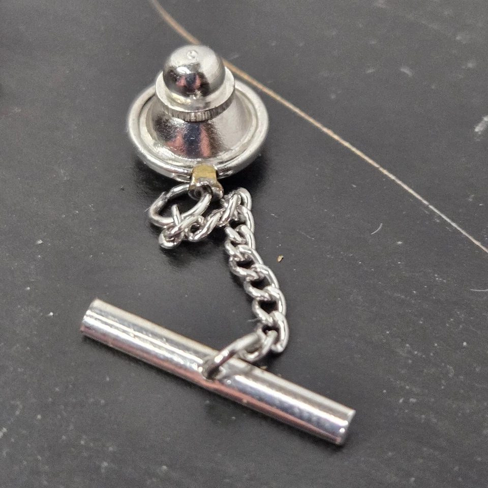 Anson Diamond Tie Tack Pin Sterling Silver 925 Shirt Lapel Pin Dress Vintage - Imagem 2 de 4