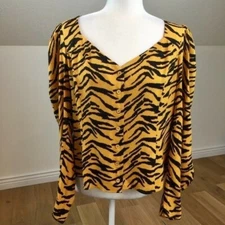 Reformation Notta Crepe Blouse in Tigress Tiger Print Top Size XL