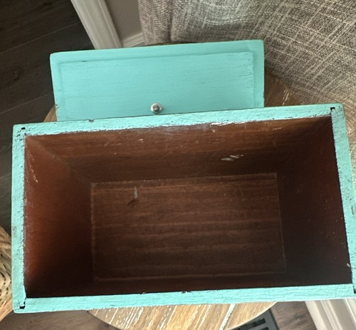 Handbemalte Aquaholz Distressed Rezeptbox - Bild 4 von 9