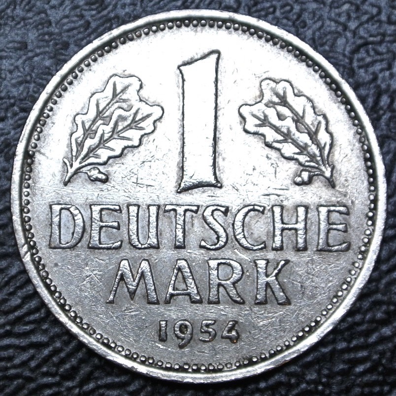1954 J GERMANY - 1 DEUTSCHE MARK - COPPER-NICKEL - German Eagle