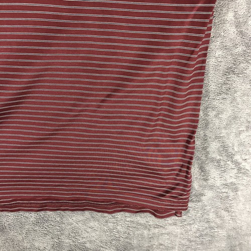 Peter Millar Polo Shirt Medium Red Burgundy Maroon Stripe Cotton Golf Regular - Picture 5 of 10