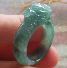 Certified Icy Blue Water Natural A JADE Jadeite Dragon RING USA. 9.5    688708