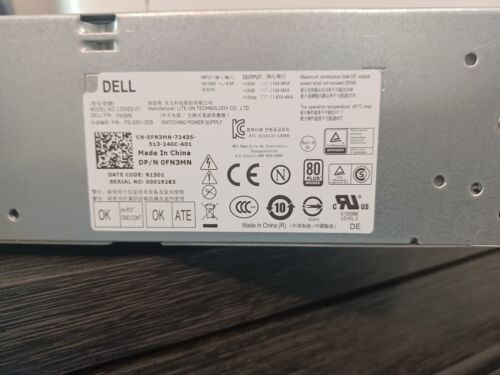 Dell  (Lite-On) 255W Power Supply L255ES-01 Dell P/N FN3MN - Afbeelding 1 van 4