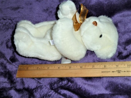 Gund Stuffed Plush Cream/Ivory/White Bear Teddy Brown/Bronze/Golden Ribbon/bow - 第 6/6 張圖片