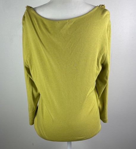 Talbots Women Large 3/4 Sleeve Blouse Shirt 3D Flower Green Fairycore Grunge - Picture 6 of 9