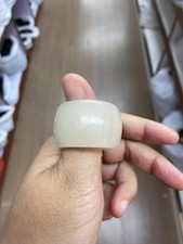 Chinese White Jade Archer's Ring, Vintage Hand-carved Thumb Ring, Jade Jewelry