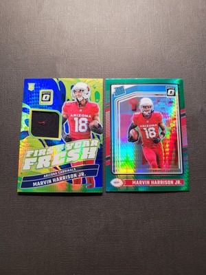 2024 Optic Marvin Harrison Jr Patch & Green Hyper Rated Rookies Arizona Cardinal