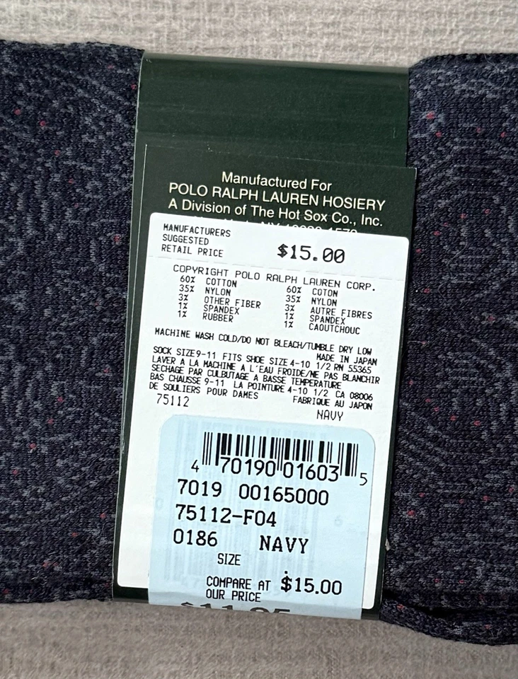 De Colección Lauren Ralph Lauren Algodón Nylon Mujer’s Calcetines hasta la Rodilla Patrón Azul Talla 9-11 Nuevo de Lote Antiguo Foto 4 de 4