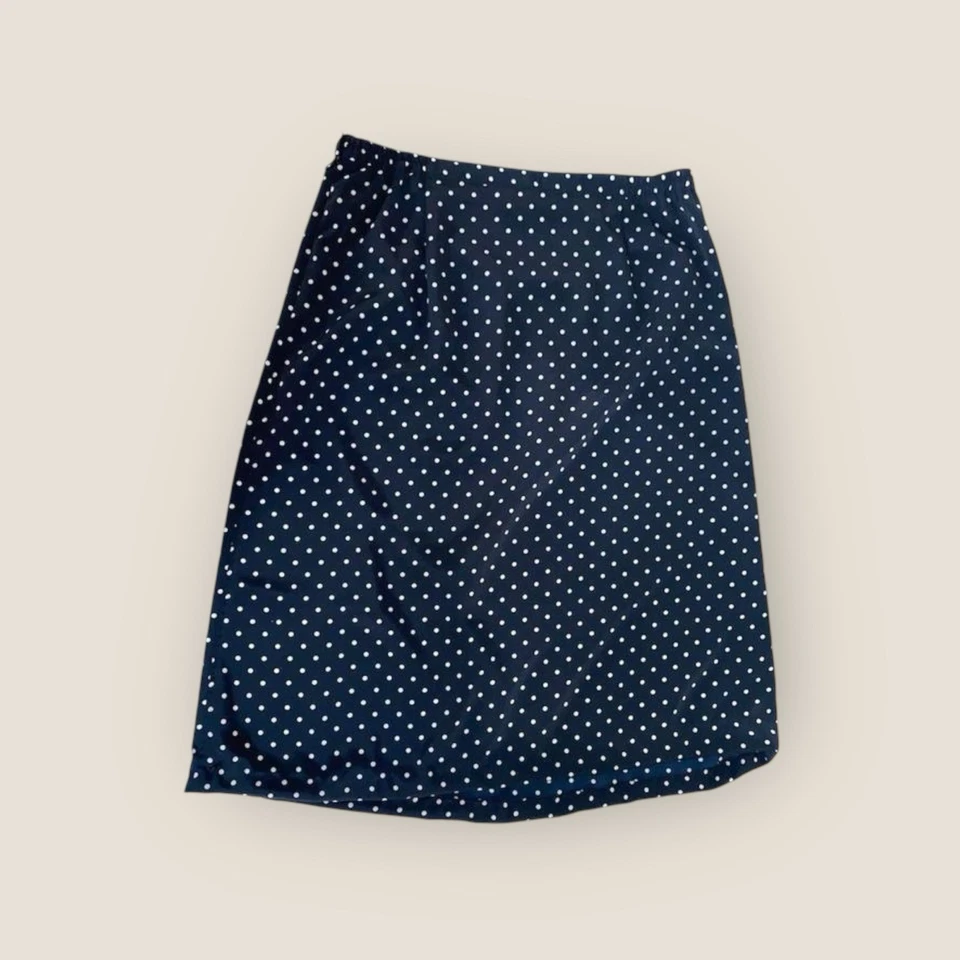 Christopher & Banks Women’s 14 White Polka Dot A-Line Midi Skirt Lightweight - Image 3 of 3