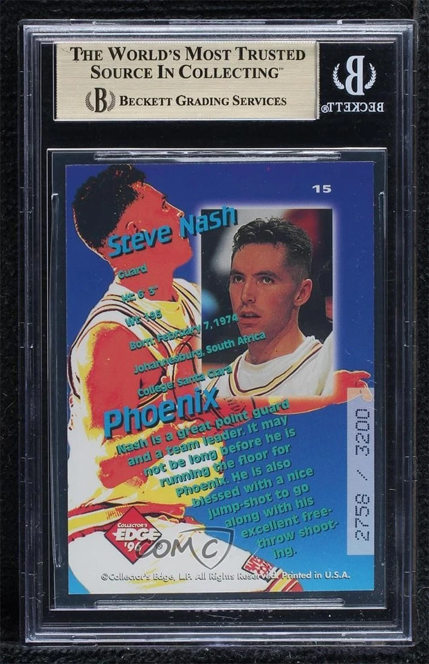 1996 Rookie Rage Key Kraze /3200 Steve Nash #15 BGS 9.5 GEM КАК НОВЫЙ RC HOF - Изображение 2 из 2