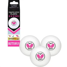 Butterfly R40+ Table Tennis Balls - 40mm White Ping Pong Ball - 3 Pack