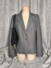 Peabody House Vintage 100 Wool Gray One Button Pinstripe Blazer Size 11/12
