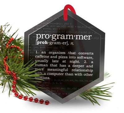 Neurons Not Included Programmer Definition Funny Glass Christmas Ornament