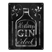 It's Always Gin O'clock Metallschild XXL In 28X38 Cm Mit Spruch FüR Die Bar In