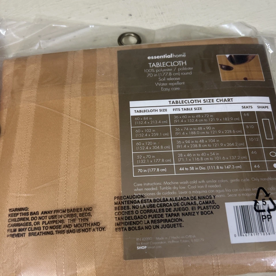 Set of 2 Microfiber Tablecloths – 60” Round – Spill-Proof, Easy Care Brown Gold - Image 2 of 4