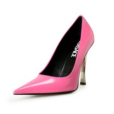 Versace Women's Pink 100 Leather High Heel Stilettos Pumps Shoes US 9 IT 39