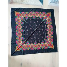 Vintage Wool Scarf Wrap headscarf Large Square Bold Floral Colorful Boho
