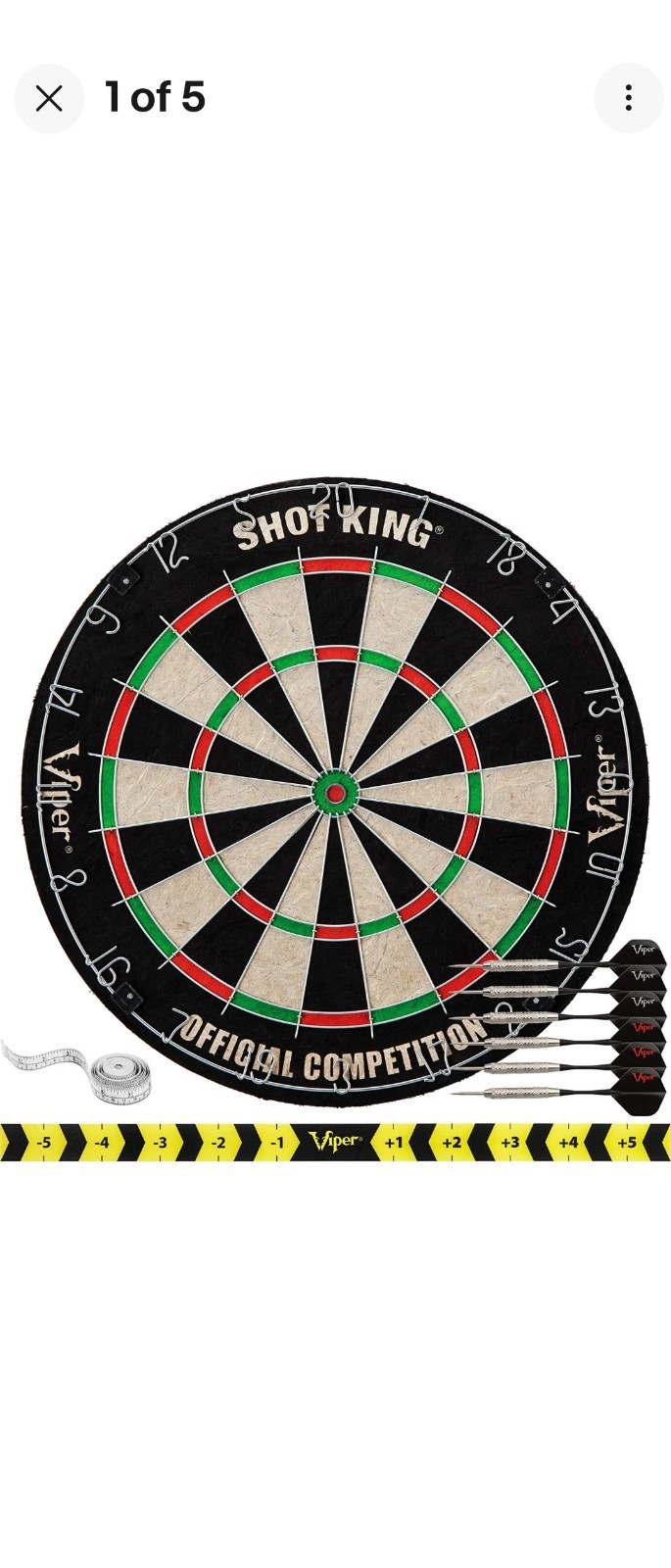 Viper Dartboard Shot King Sisal Dartboard  Round Wire System + 6 Steel Tip Darts