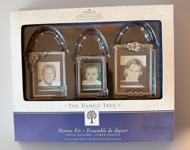 Hallmark Keepsake Ornament Family Tree Starter Kit Mini Frames Metal Glass NEW