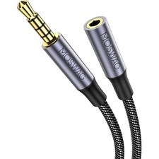 Headset Verlängerung Kabel 3,5mm Stereo Kopfhörer Mikrofon Nylon vergoldet