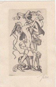 Exlibris Bookplate Radierung Viktor Fleissig 1893-1955 Frauenakt Hut Tanz Akt
