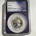 NGC PF68 1964 25C Washington Quarter Proof Silver 90%