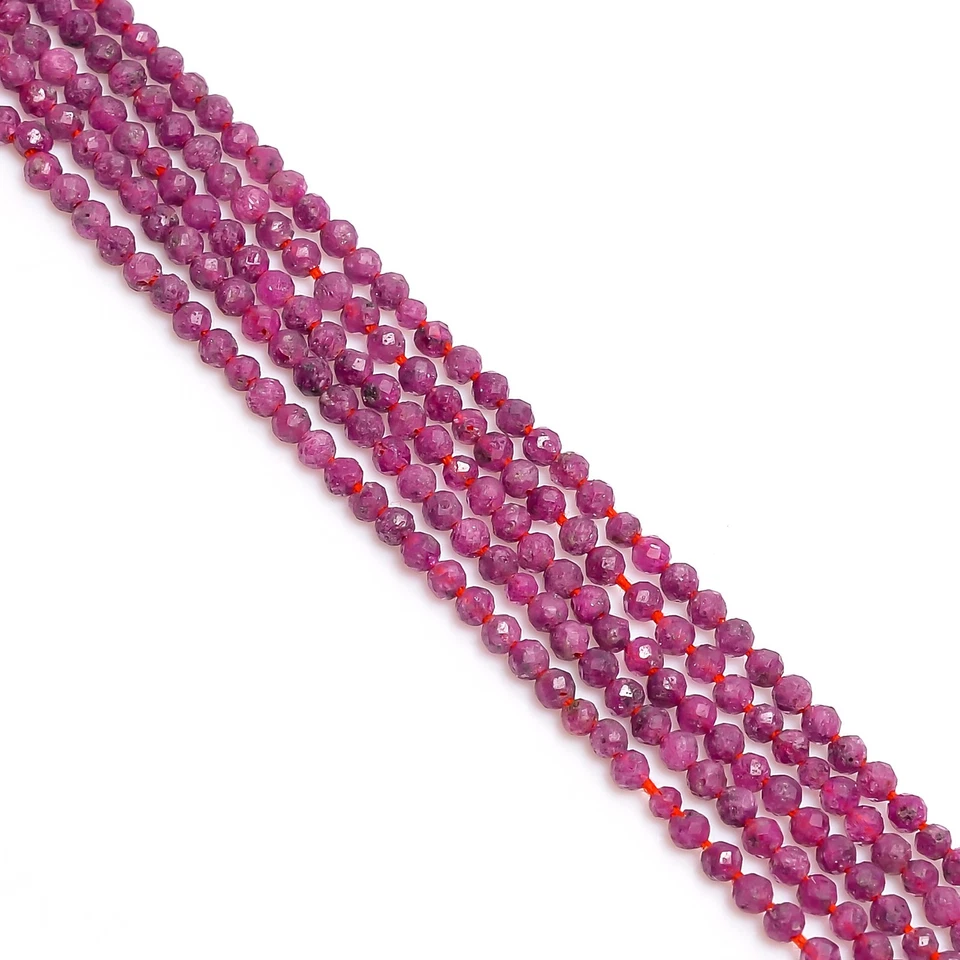 Natural Pink Ruby Gemstone Round Micro Faceted Beads 2.5-3 mm Strand 12.5" 8 - Image 2 of 2