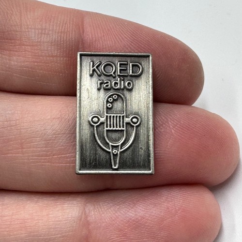 KQED Radio Microphone Logo Pewter Lapel Pin Public Broadcasting Station Gift
