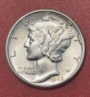 1942 D Mercury Silver Dime, Choice to Gem Uncirculated, FSB.