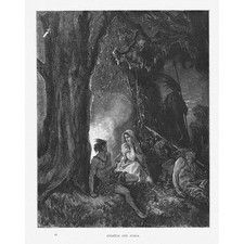 GUSTAVE DORE Chactas And Atala - Antique Print c1880