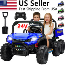 Kids 24V Electric Dump Truck 4WD 6Wheeler 2 Seater Ride on Car with Remote MP3