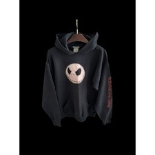Vintage Y2K Disney The Nightmare Before Christmas RARE Skull Faded Hoodie Medium