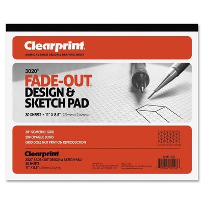 Chartpak 932811ISO Grid Paper Pad 20lb. 30Degree Isometric 11-Inch x8-1/2-Inc...