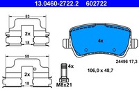 1X ATE 13.0460-2722.2 Bremsbelagsatz Scheibenbremse FüR Ford Volvo Land Rover
