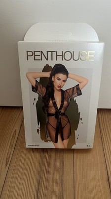 Penthouse Kimono, Größe S-L, Dessous, ''Midnight mirage'', 2 Teile, schwarz