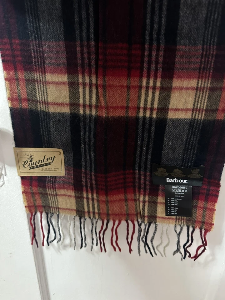 Autêntico cachecol tartan de lã de cordeiro BARBOUR, unissex - Imagem 2 de 4
