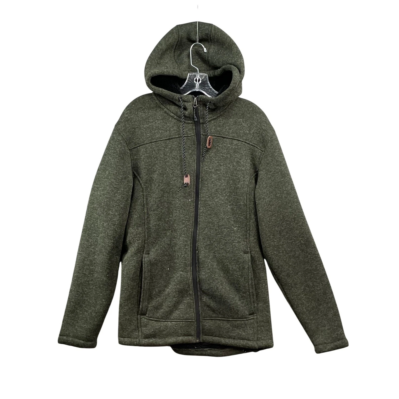 Rugged Elements Hoodie Mens Large Green Full Zip Sherpa Lined Sweater Jacket L