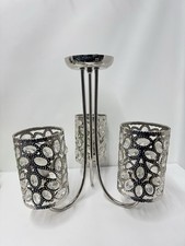 Next 3 Light Ceiling Pendant Chrome Crystal Effect Chandelier