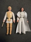 1977 Kenner PRINCESS LEIA ORGANA & LUKE SKYWALKER Farmboy w/Lightsaber Vintage