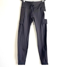 Athleta NEW Rainier cargo tight small black pant fleece lined pockets warm