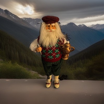 Santa Claus Winning The Golf Trophy 